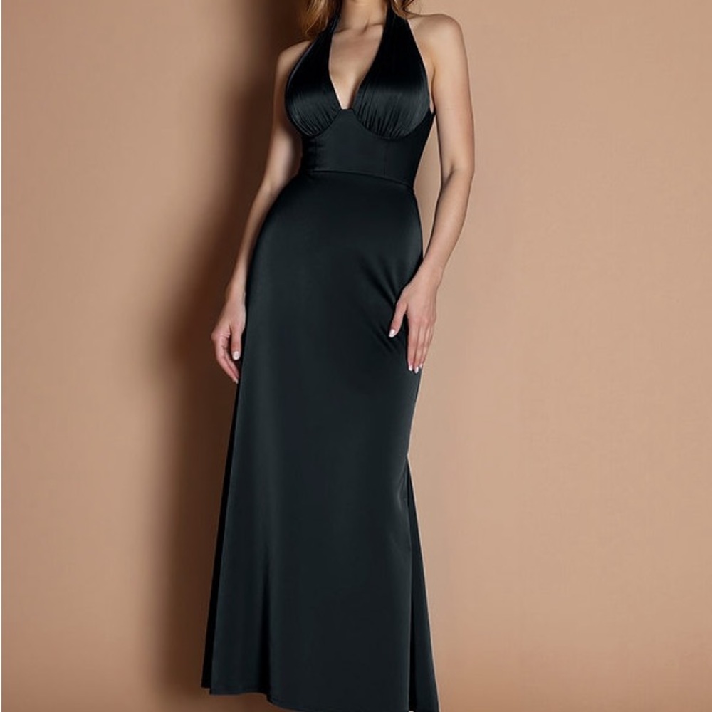 Azazie Black Halter Maxi Dress